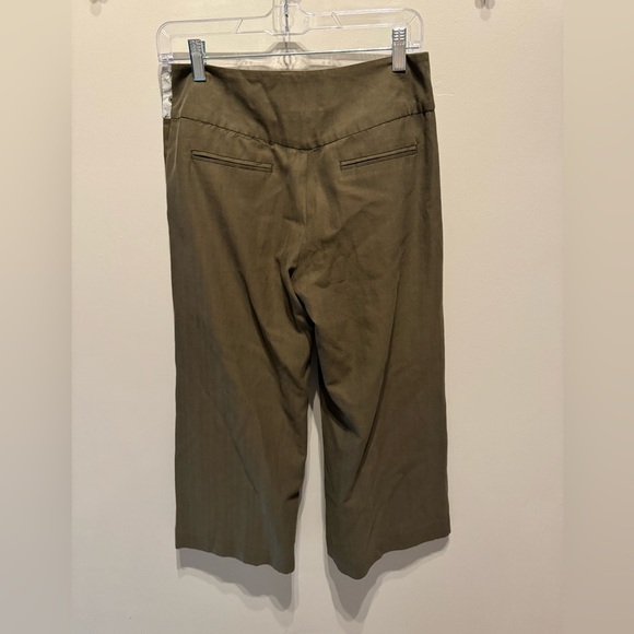 Anthropologie Elevenses moss green wide-leg pants with side buttons Size 2 - Picture 5 of 5